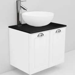 Allaskaappi ja Coast-allas Noro Flexline 8.3 musta taso 600 mm valkoinen kehysovi