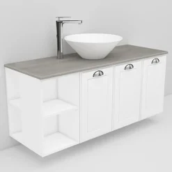Allaskaappi ja Loop-allas Noro Flexline 139.3 1200 mm marmoritaso valkoinen kehysovi