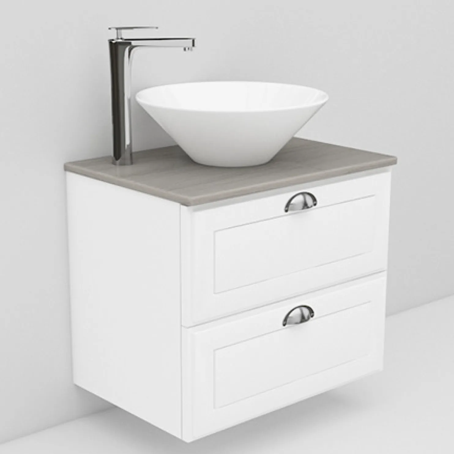 Allaskaappi ja Loop-allas Noro Flexline 11.3 600 mm marmoritaso valkoinen kehysovi