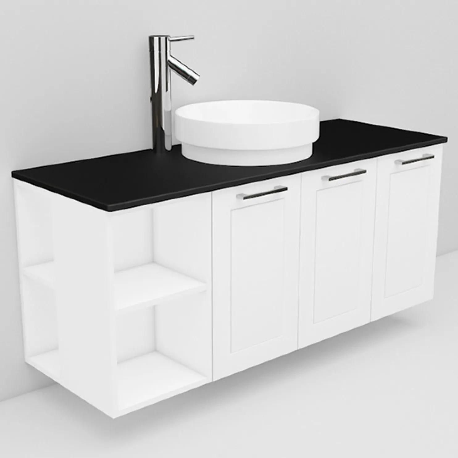 Allaskaappi ja Peak-allas Noro Flexline 143 1200 mm musta taso eri värejä