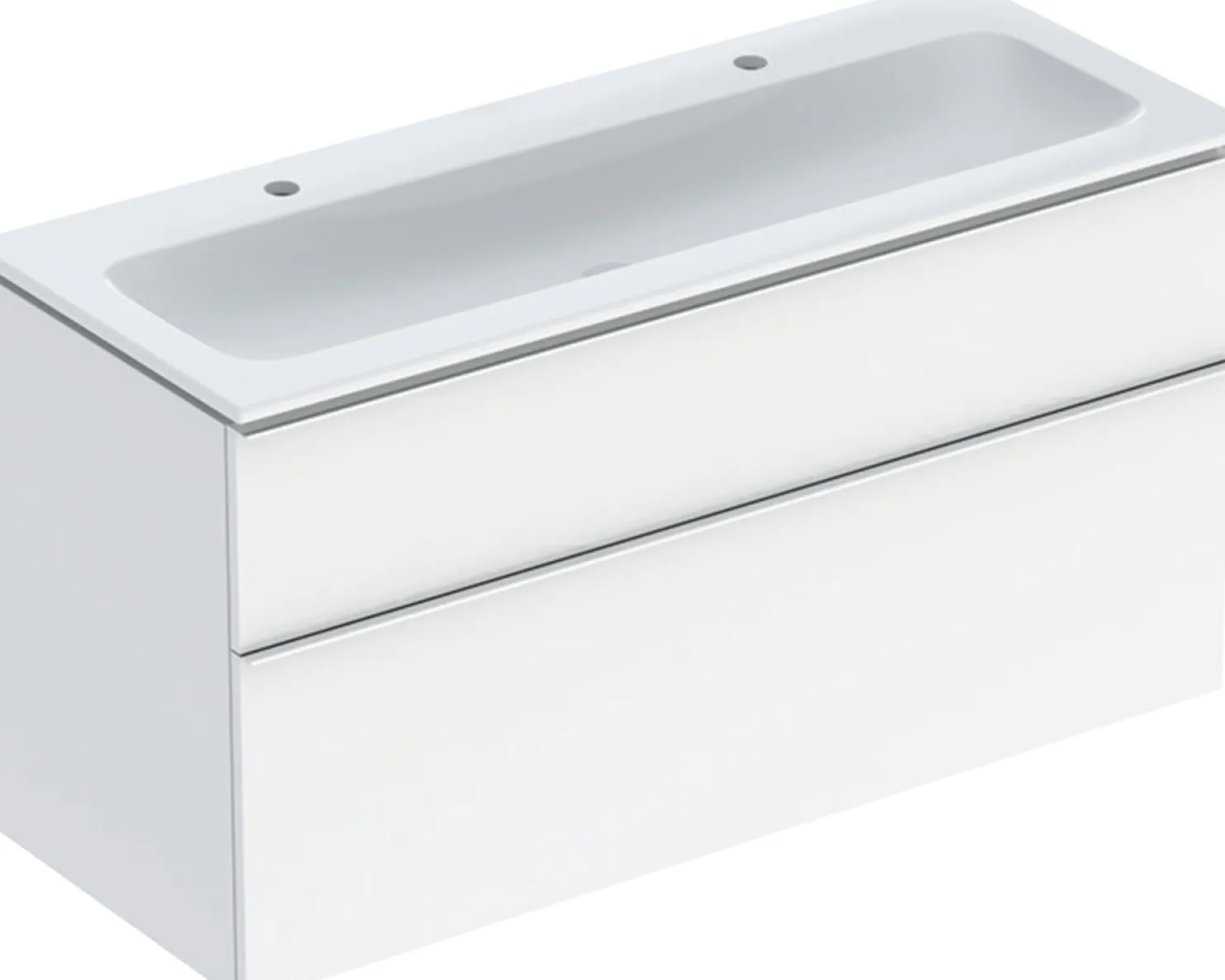 Allaskaappi kaksoisaltaalla Geberit iCon, 630x1200mm, allaskytkennällä, korkeakiilto valkoinen