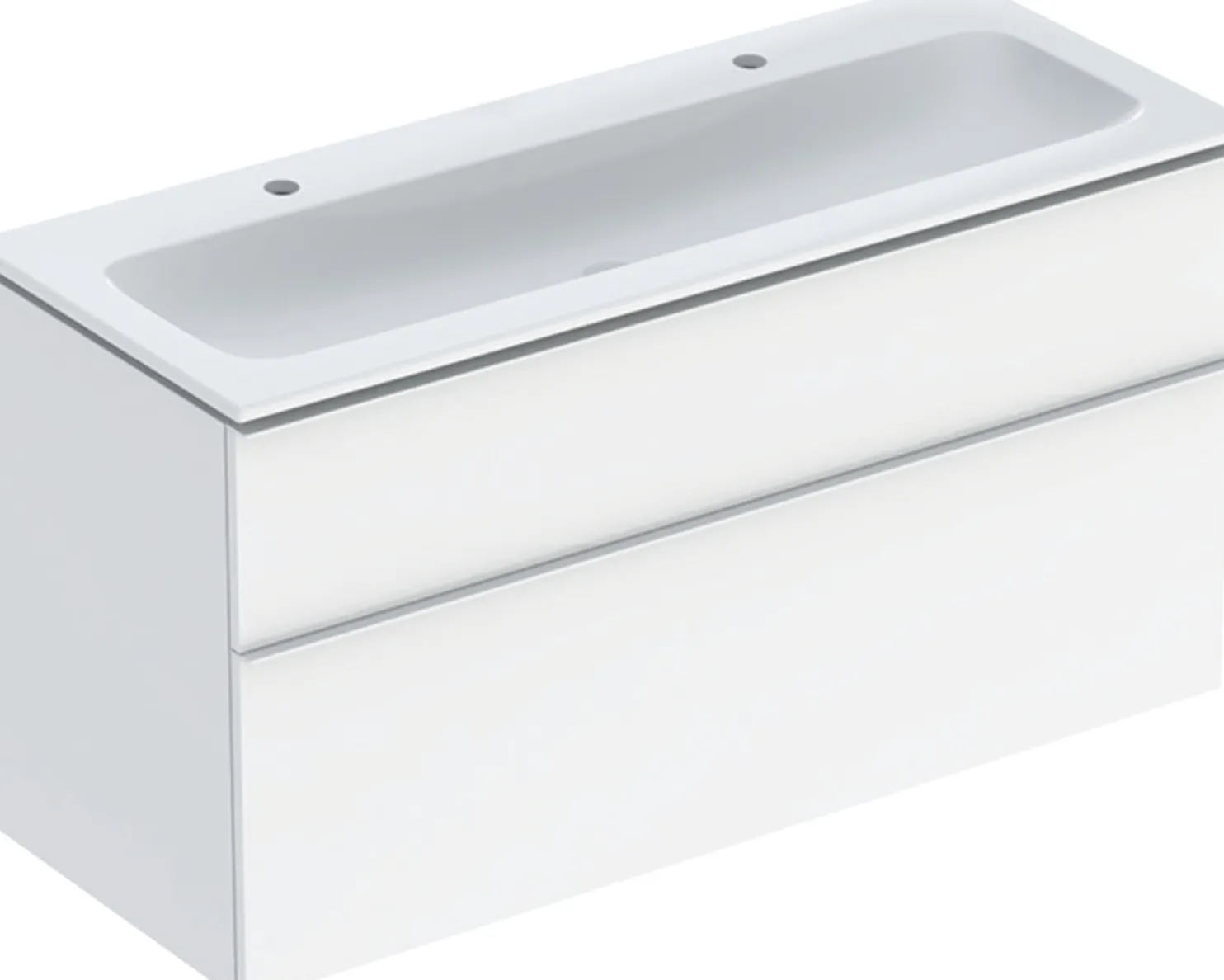 Allaskaappi kaksoisaltaalla Geberit iCon, 630x1200mm, allaskytkennällä, korkeakiilto valkoinen