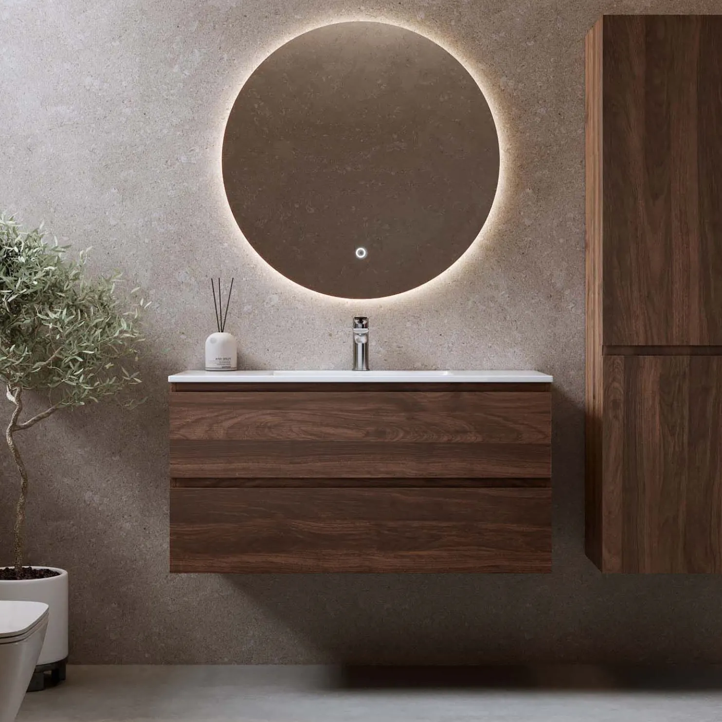 Allaskaappi pesualtaalla Bathlife Eufori, pähkinä, eri kokoja