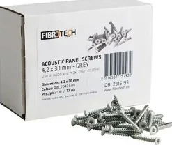 Asennusruuvit Fibrotech akustiikkalevyille, 4.2x30mm, harmaa, 100kpl
