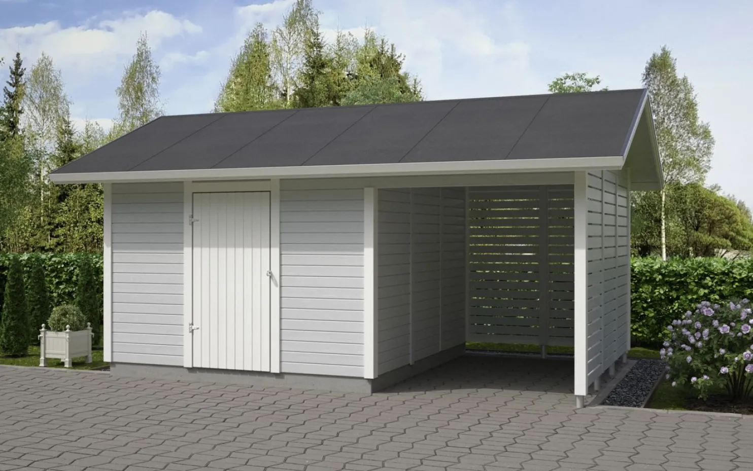 Elementtivarasto Timburg E9M 5040x3180 mm 16.02 m² puuvalmis