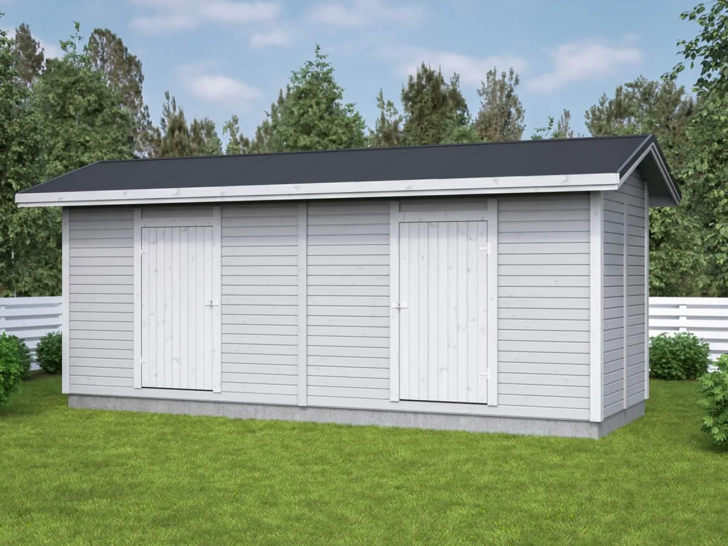 Elementtivarasto Timburg E8 6040x2140 mm 12.9 m² puuvalmis