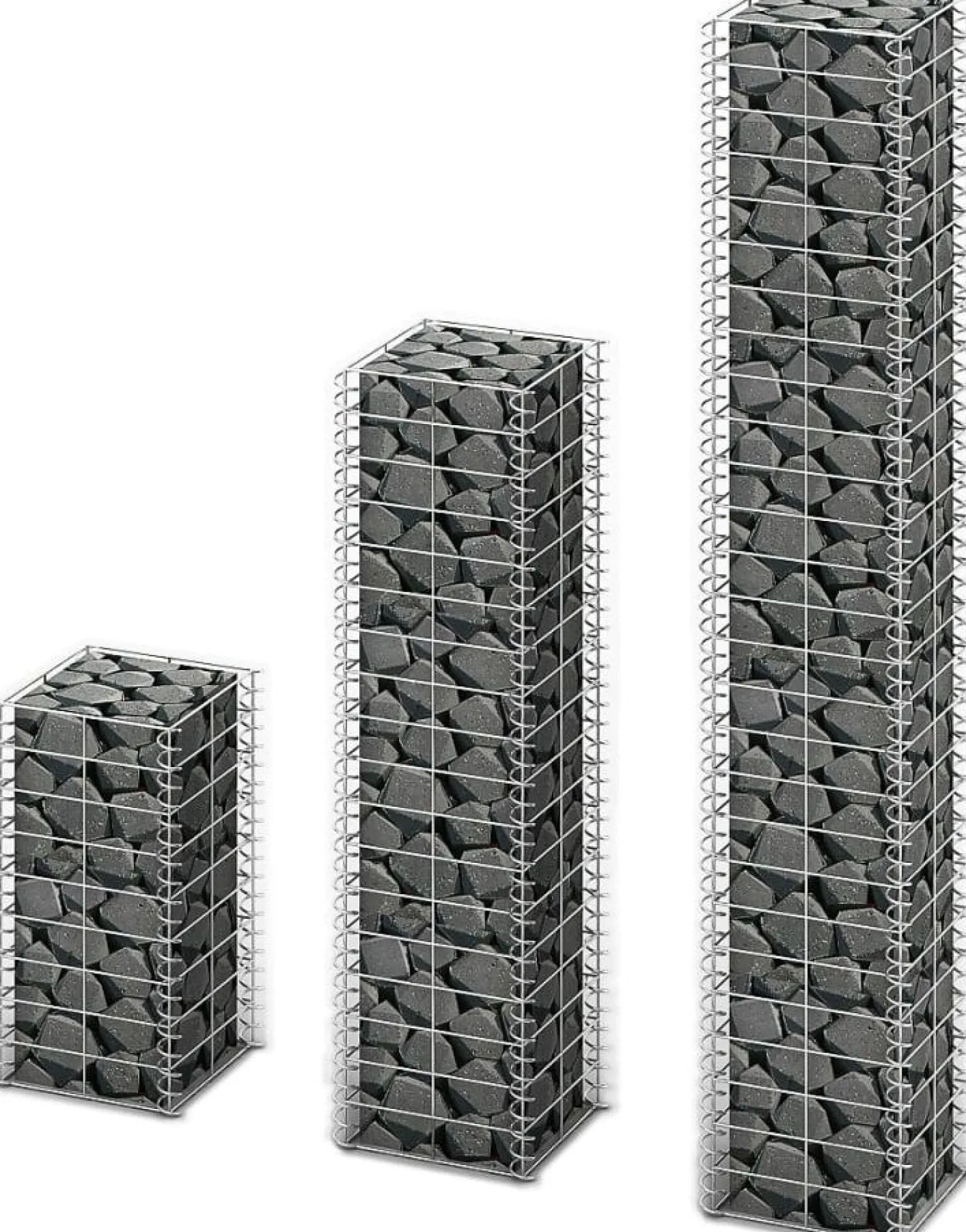 Gabion-/kivikorisarja 3kpl galvanoitu vaijeri eri kokoja