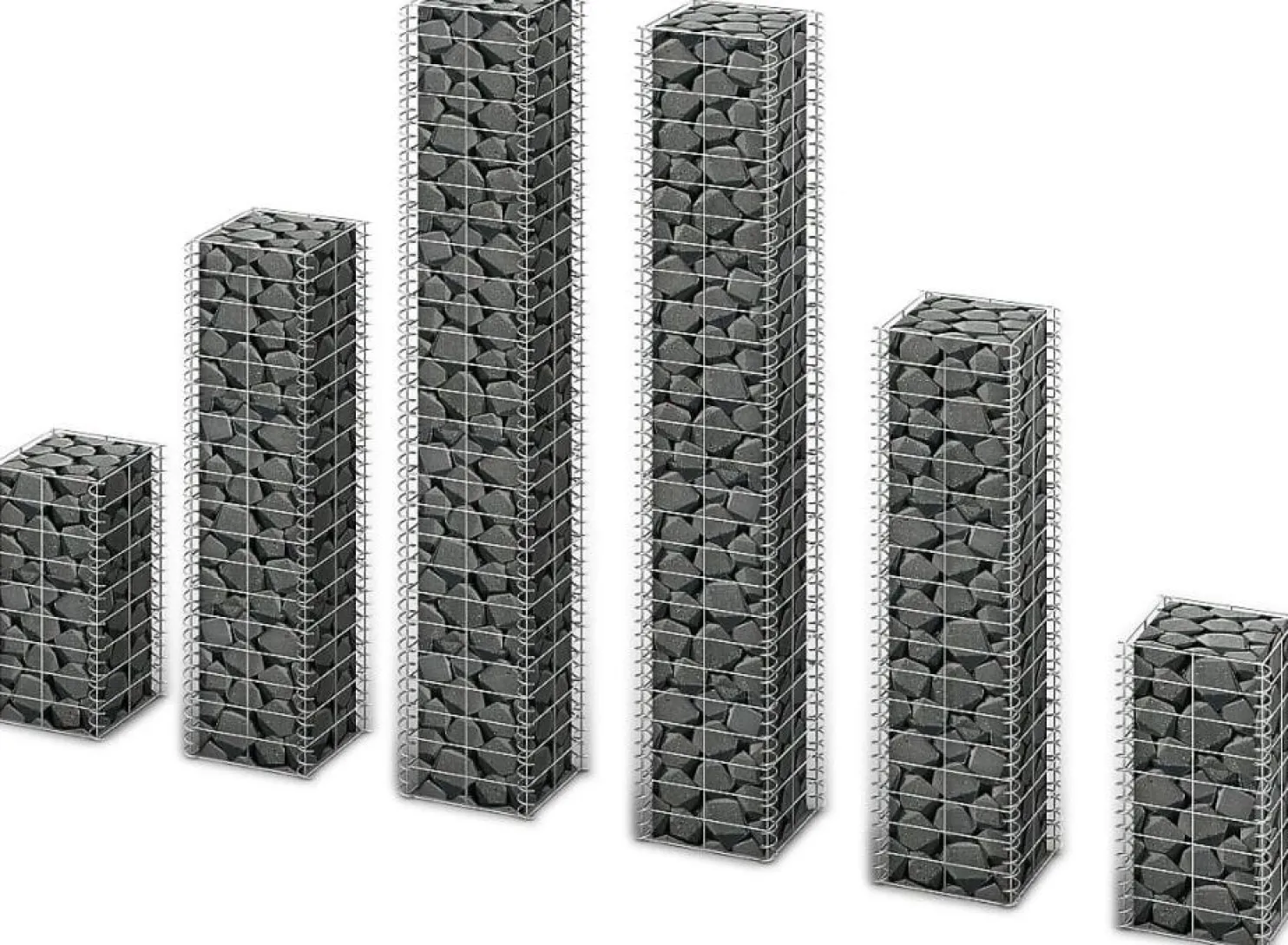 Gabion-/kivikorisarja 6kpl galvanoitu vaijeri eri kokoja