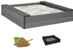 Hiekkalaatikko penkeillä Nordic Play 24x120x120cm komposiitti sis, verkko ja 240kg hiekkaa