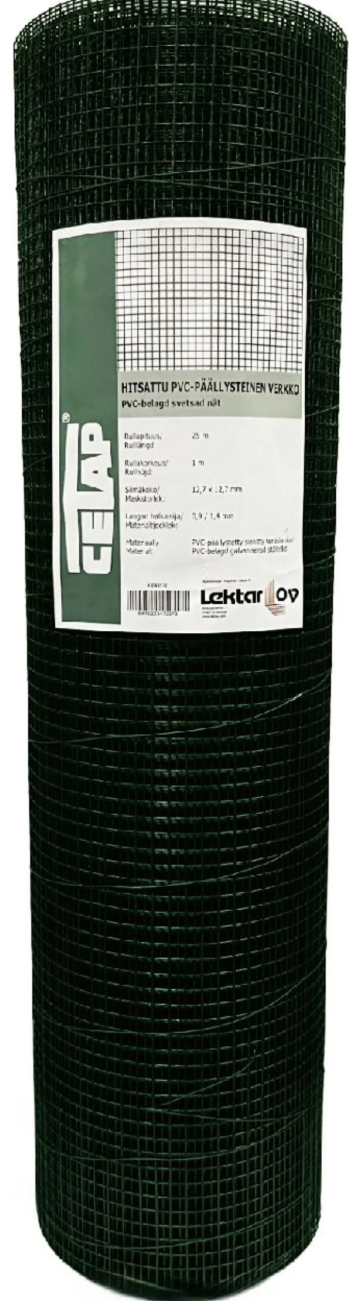Hitsattu verkko Cetap, 12.7mm, 0.9/1.4mm, 25m, PVC-pinnoitettu, vihreä, eri korkeuksia