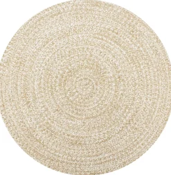 Juuttimatto Ø90cm käsinkudottu valkoinen/luonnollinen kuvio