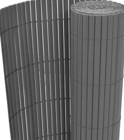 Kaksipuolinen puutarha-aita PVC 90x500cm harmaa