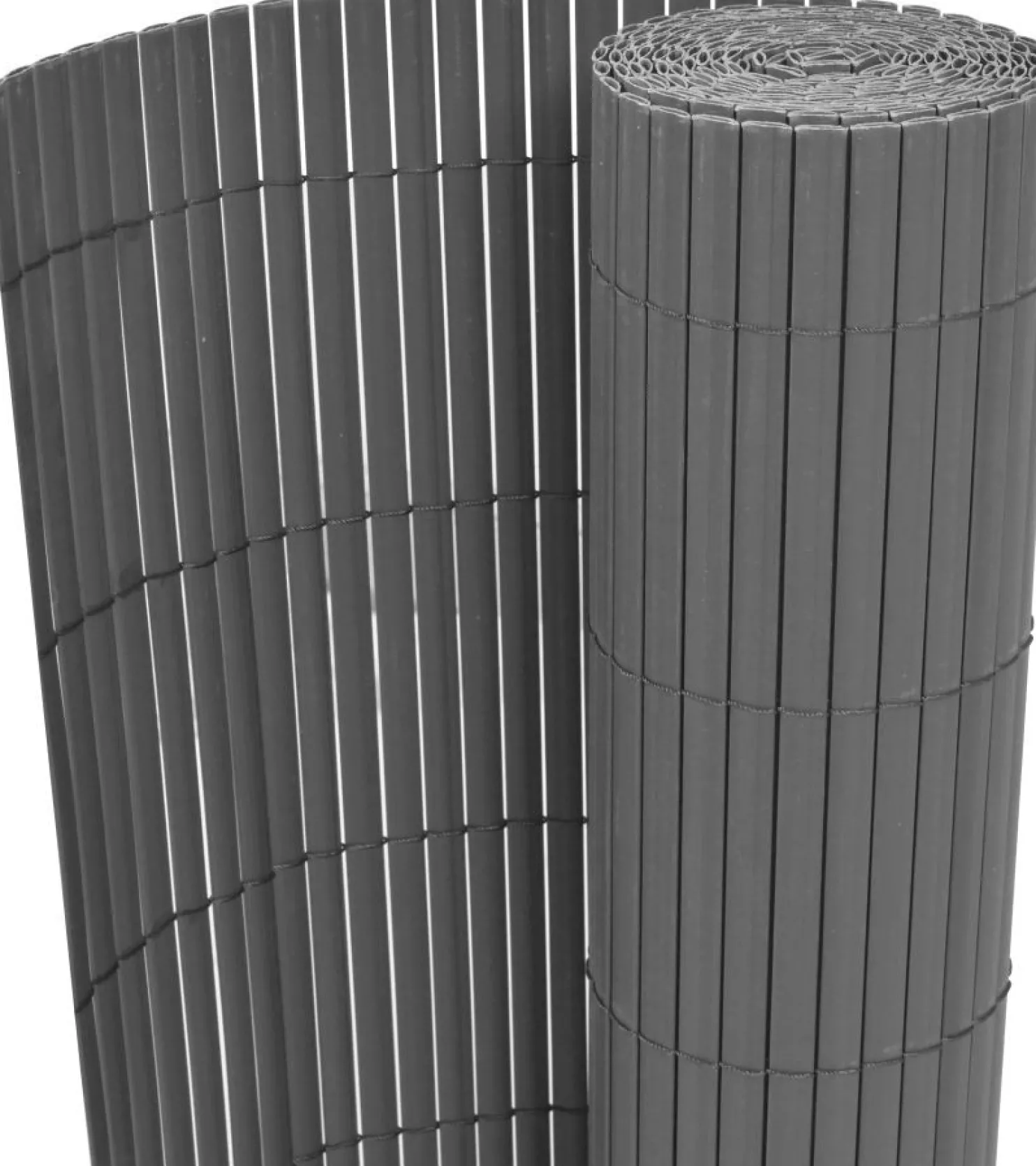 Kaksipuolinen puutarha-aita PVC 90x500cm harmaa