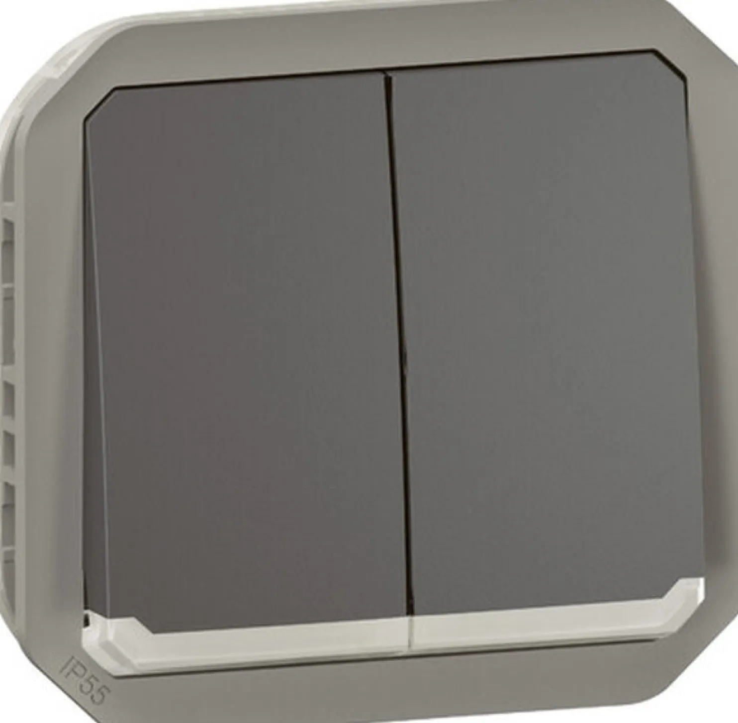 Kaksoismonitoimikytkin/-painikemekanismi Legrand Plexo 10 A IP55 merkkivalolla, antrasiitti