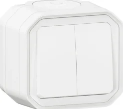 Kaksoisvaihtokytkin/-painike Legrand Plexo 10 A IP55 pinta, valkoinen