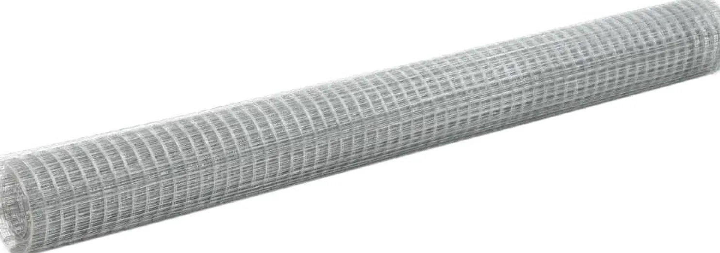Kanaverkko 12x12mm galvanoitu teräs 10x1.5m hopea