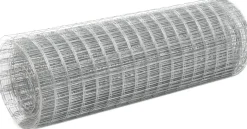 Kanaverkko 16x16mm galvanoitu teräs 10x0.5m hopea
