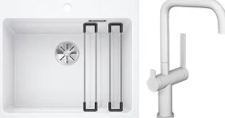 Keittiöallas Blanco Etagon 6 ja Lapetek Lino-A keittiöhana APK-liitäntä eri värejä