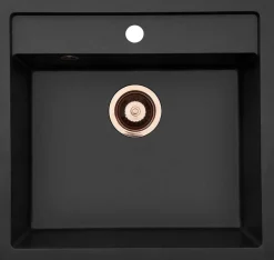 Keittiöallas Lavabo Jupiter 60, 556x526mm, komposiitti, musta, eri pohjaventtiilin värejä
