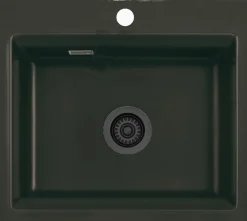 Keittiöallas Lavabo Kara 57, 575x510mm, keramiikka, mattamusta, eri pohjaventtiilin värejä