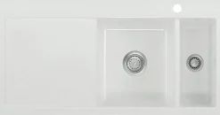 Keittiöallas Lavabo Mera 100 1½, 1000x510mm, oikea, keramiikka, valkoinen/kromi