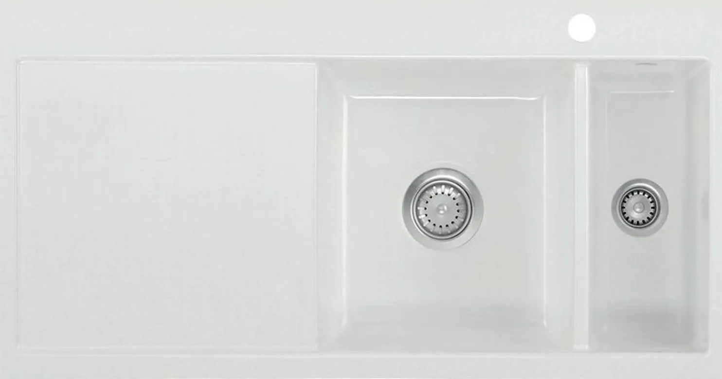 Keittiöallas Lavabo Mera 100 1½, 1000x510mm, oikea, keramiikka, valkoinen/kromi