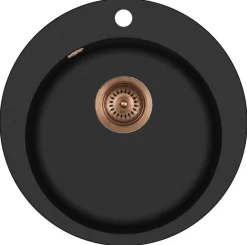 Keittiöallas Lavabo Saturn, 505x505mm, komposiitti, musta, eri pohjaventtiilin värejä