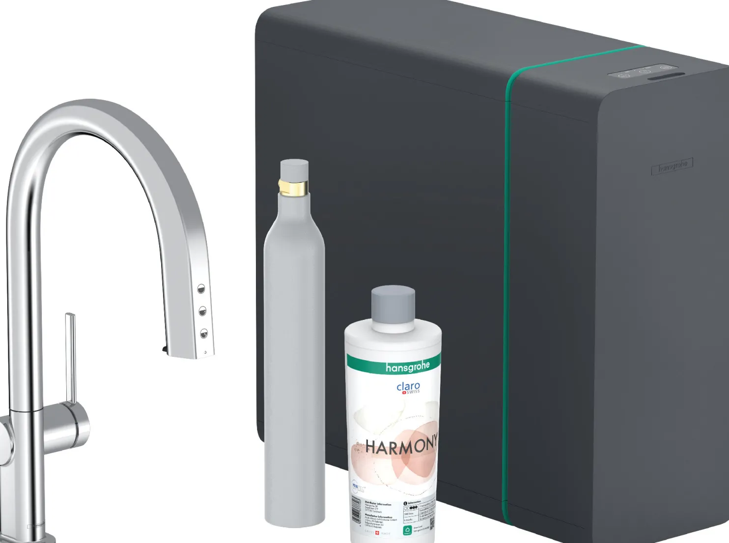 Keittiöhana Hansgrohe Aqittura M91 SodaSystem 210, ulosvedettävä juoksuputki 1jet, sBox, setti, kromi