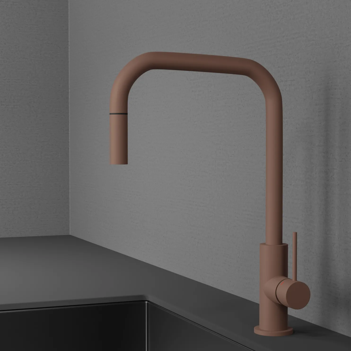 Keittiöhana Scandtap Steel Accent Square Rust ulosvedettävä juoksuputki ruskea