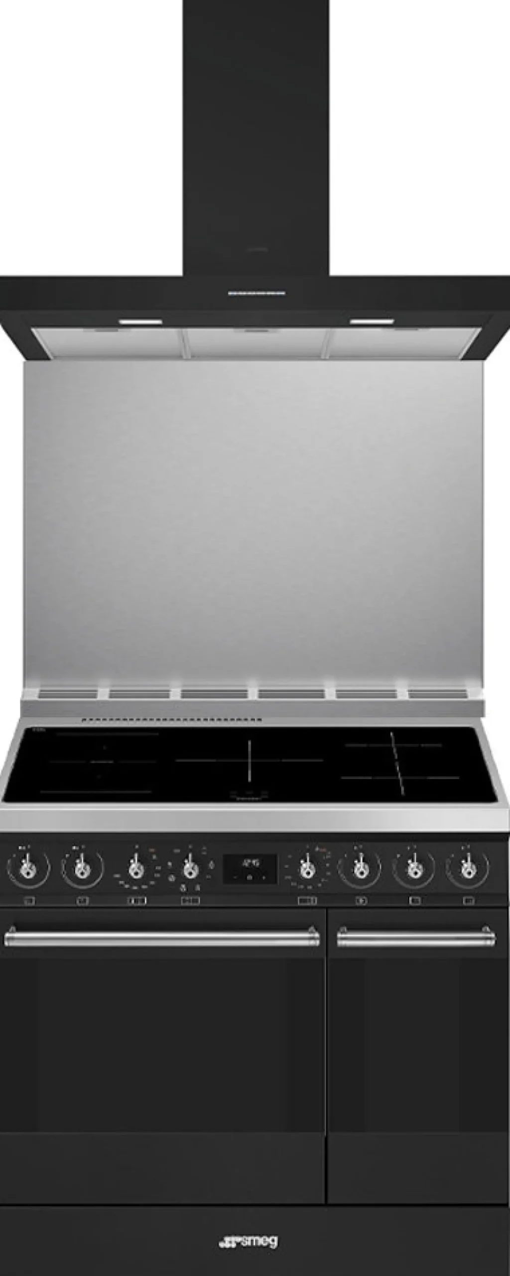 Keittiöpaketti Smeg - CG92IANT9 induktioliesi, kaksoisuuni, roiskesuoja ja liesituuletin, 90 cm, antrasiitti