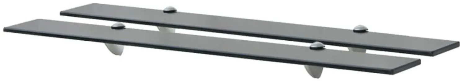 Kelluvat hyllyt, 2 kpl, lasi, 80x20 cm, 8 mm, musta