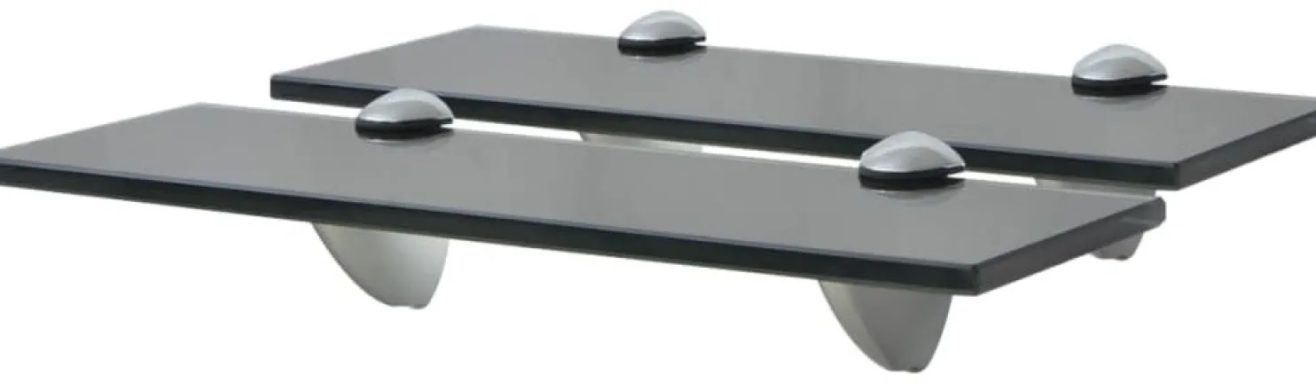 Kelluvat hyllyt, 2 kpl, lasi, 30x10 cm, 8 mm, musta