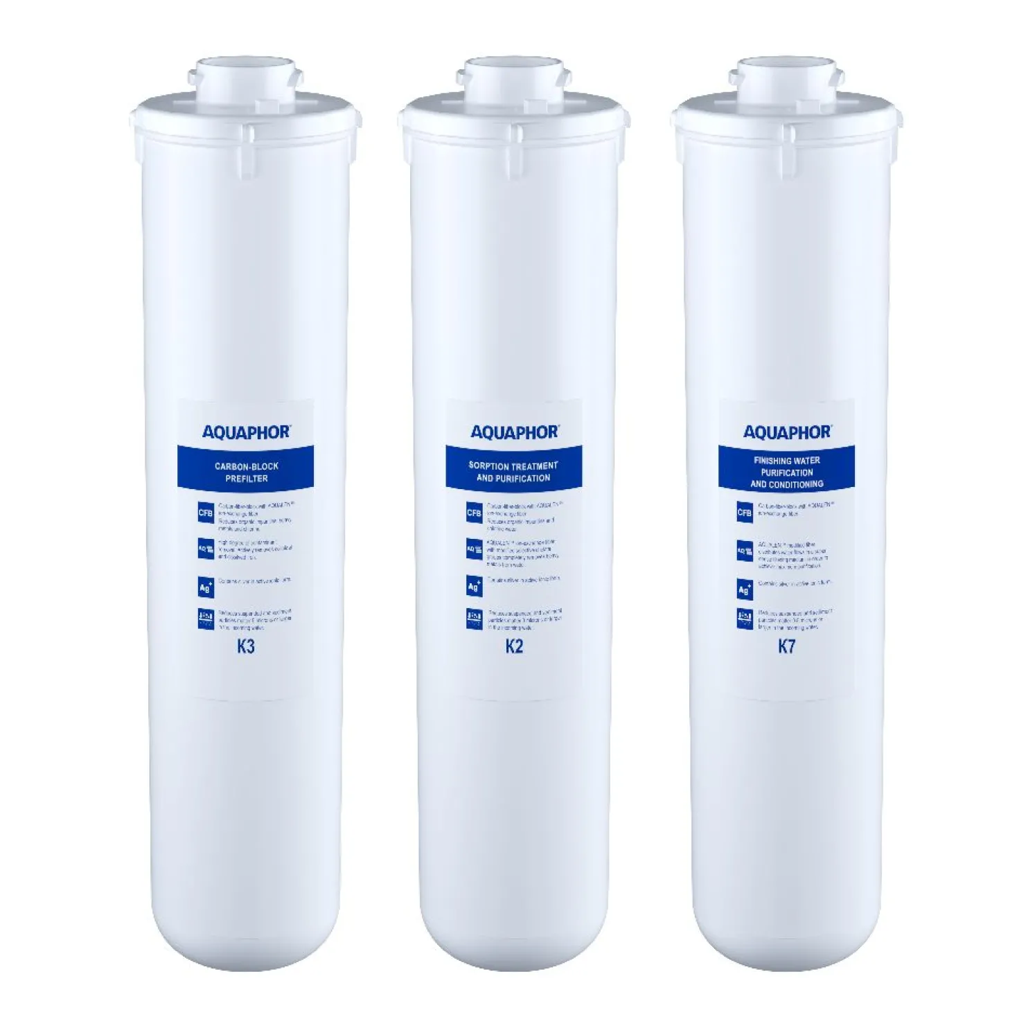Käänteisosmoosijärjestelmän vaihtosuodatinpakkaus Aquaphor K5-K2-K7M (RO-101S, 102S)