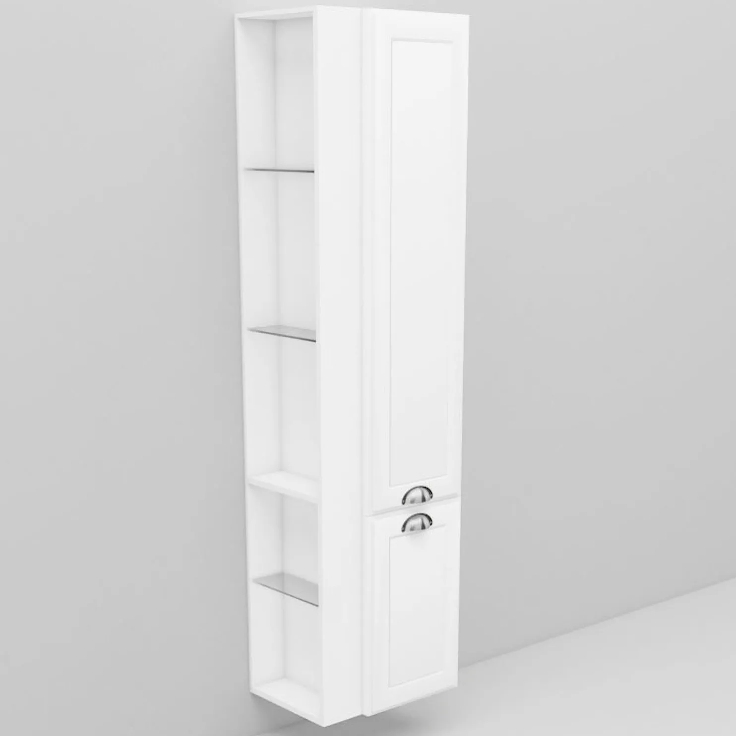 Korkea kaappi Noro Flexline 220-221 420x1650x298 mm valkoinen kehysovi