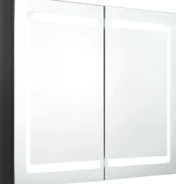 Kylpyhuoneen LED-peilikaappi, kiiltävä musta, 80x12x68cm