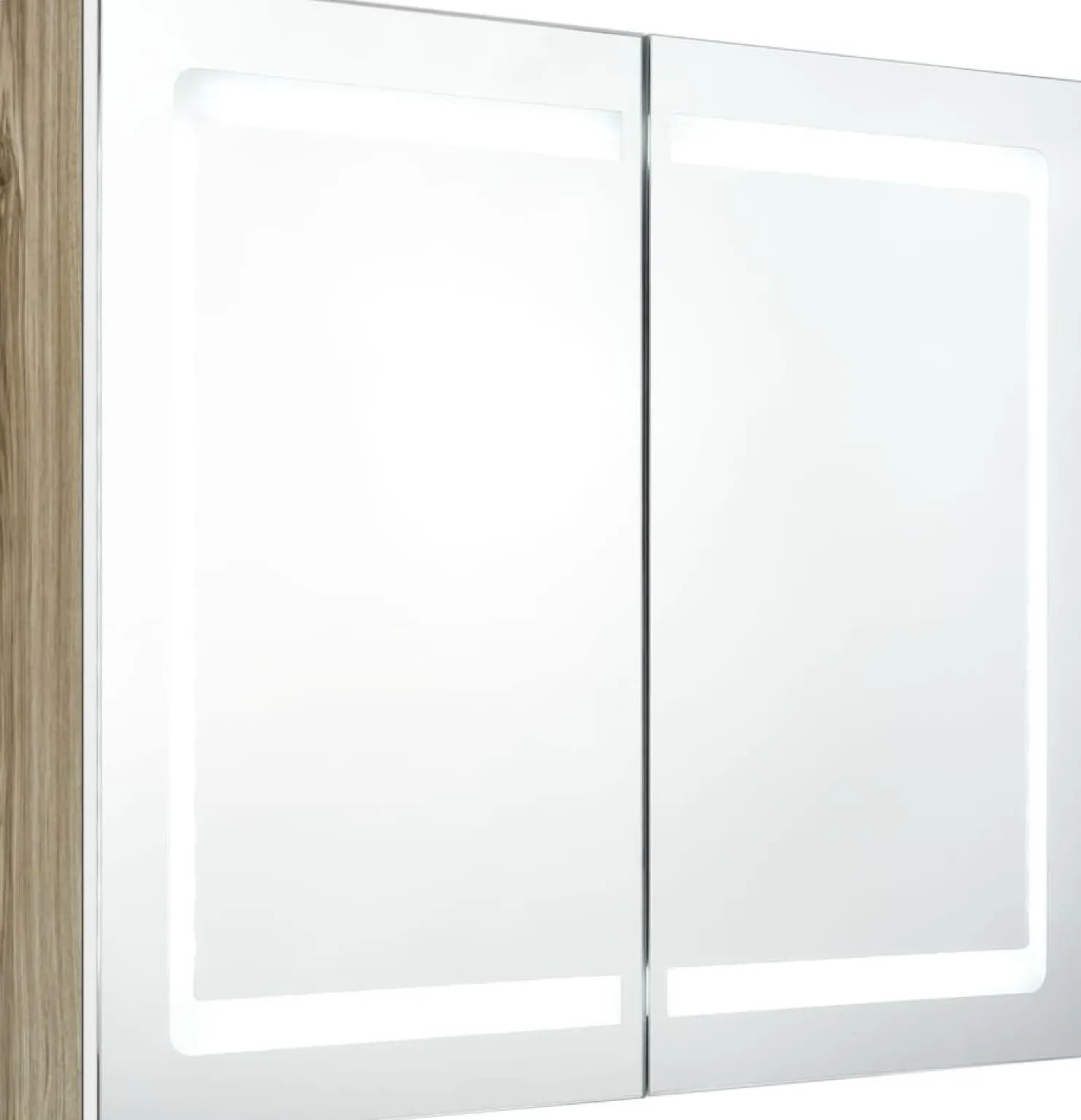 Kylpyhuoneen LED-peilikaappi, valkoinen ja tammi, 80x12x68cm