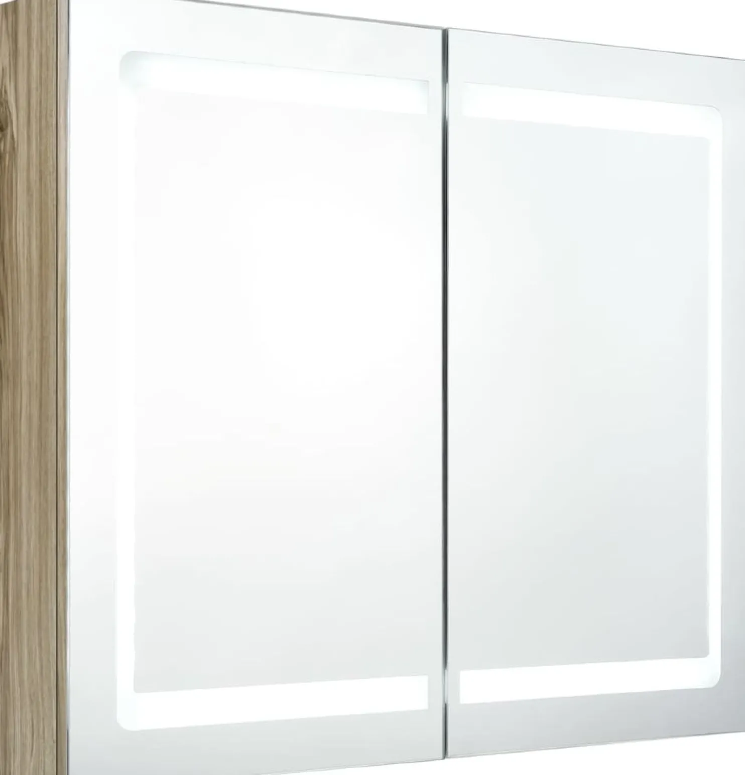 Kylpyhuoneen LED-peilikaappi, tammi, 80x12x68cm