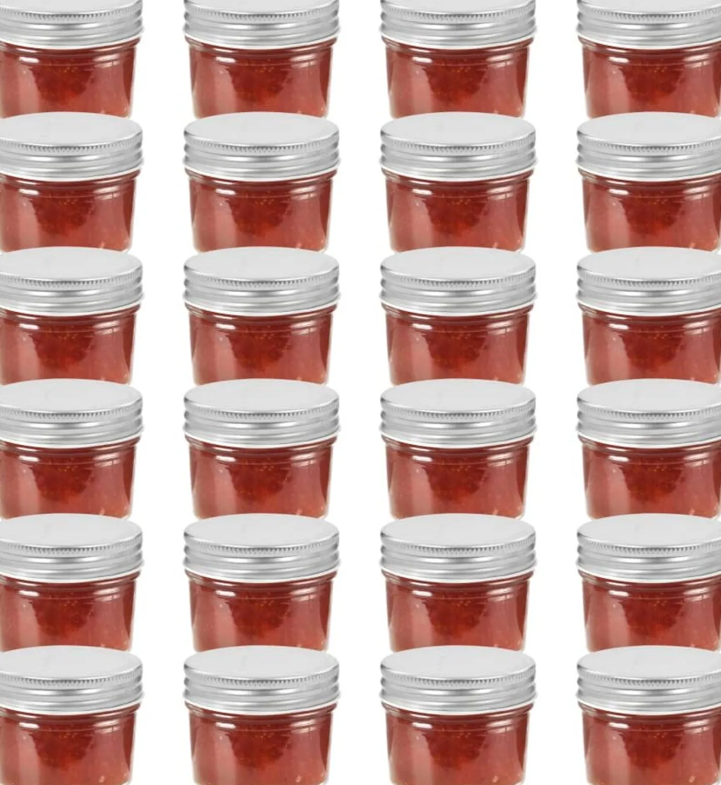 Lasiset hillopurkit hopean värisillä kansilla 24 kpl 110 ml