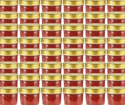 Lasiset hillopurkit kullan värisillä kansilla 48 kpl 110 ml