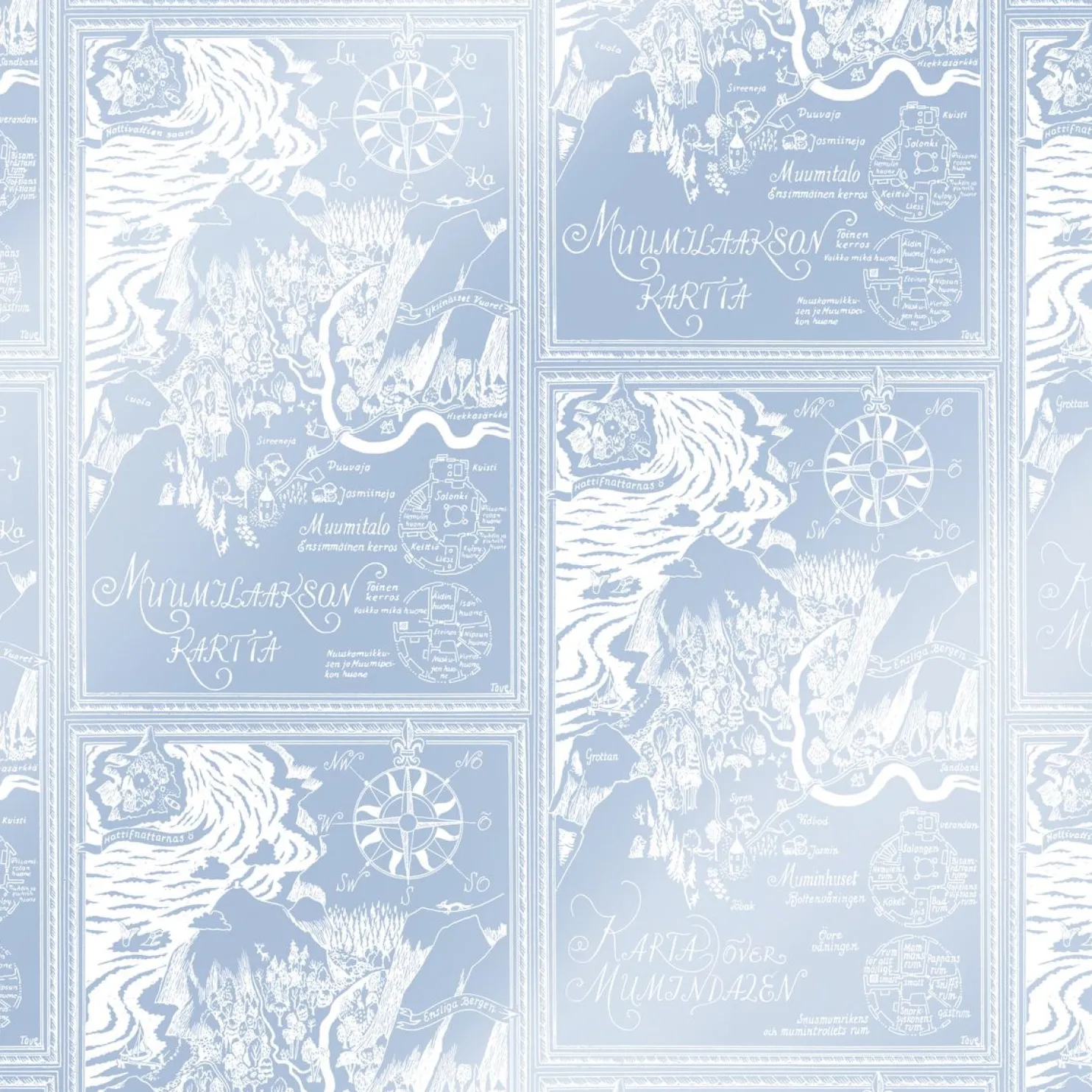 Lastenhuoneen tapetti Sandudd Muumi 5348-5, sininen, non-woven