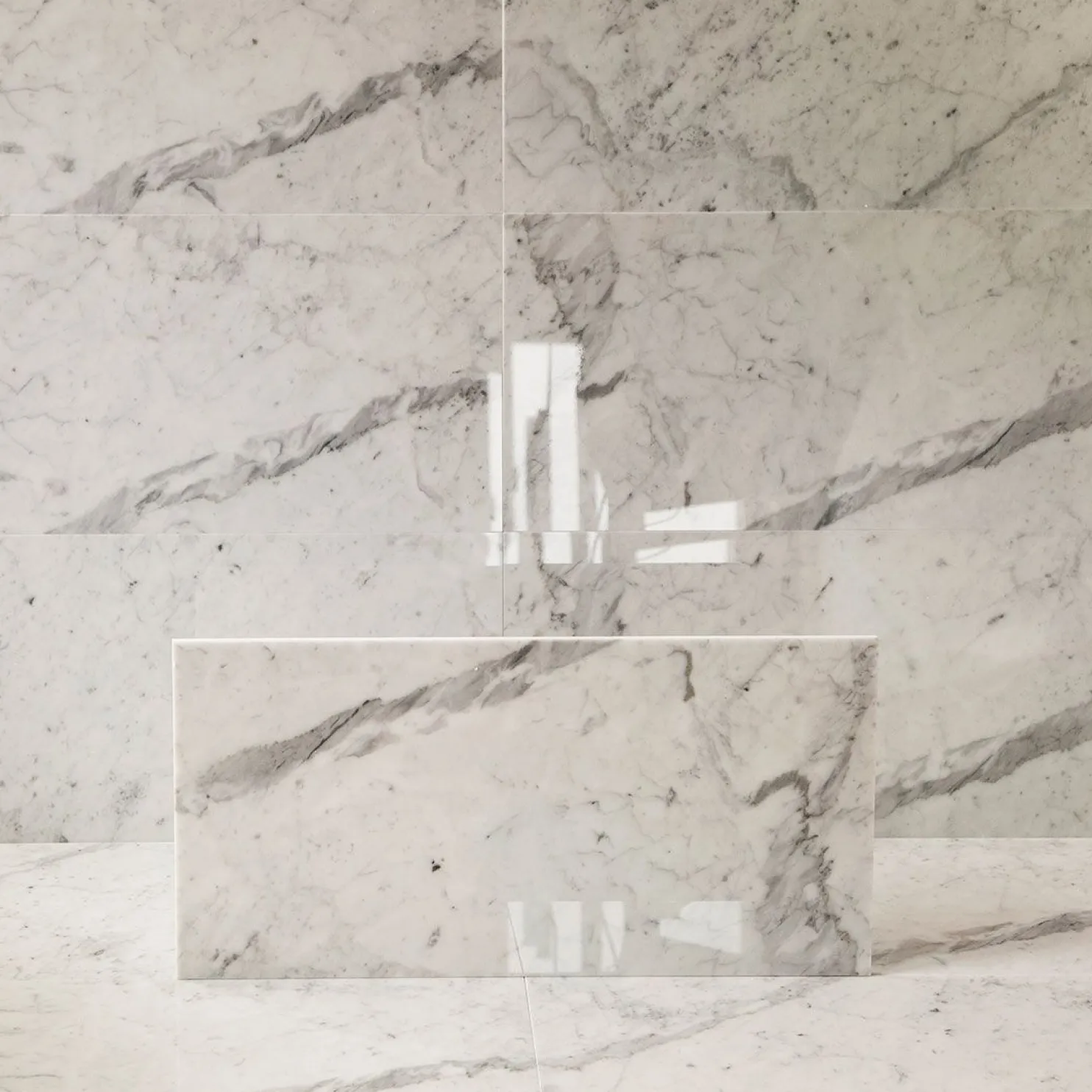 Lattialaatta Arredo Carrara C 30.5x61cm, kiillotettu, valkoinen