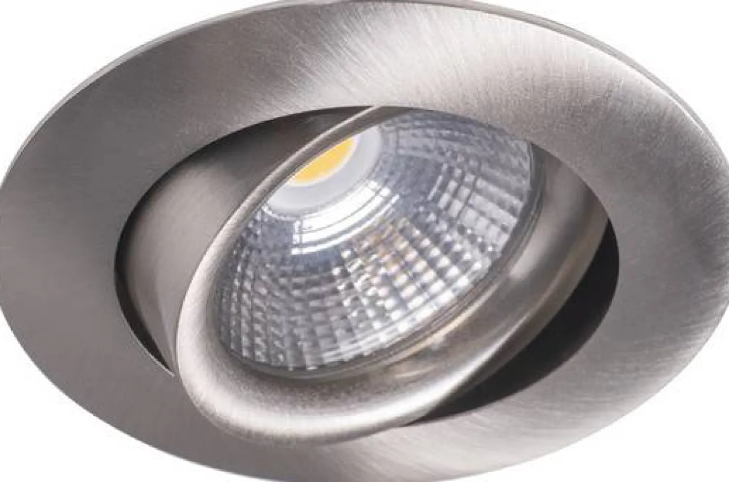 LED-alasvalo Airam Compact Ø80x39 mm IP44 5W/830 himmennettävä suunnattava satiini nikkeli