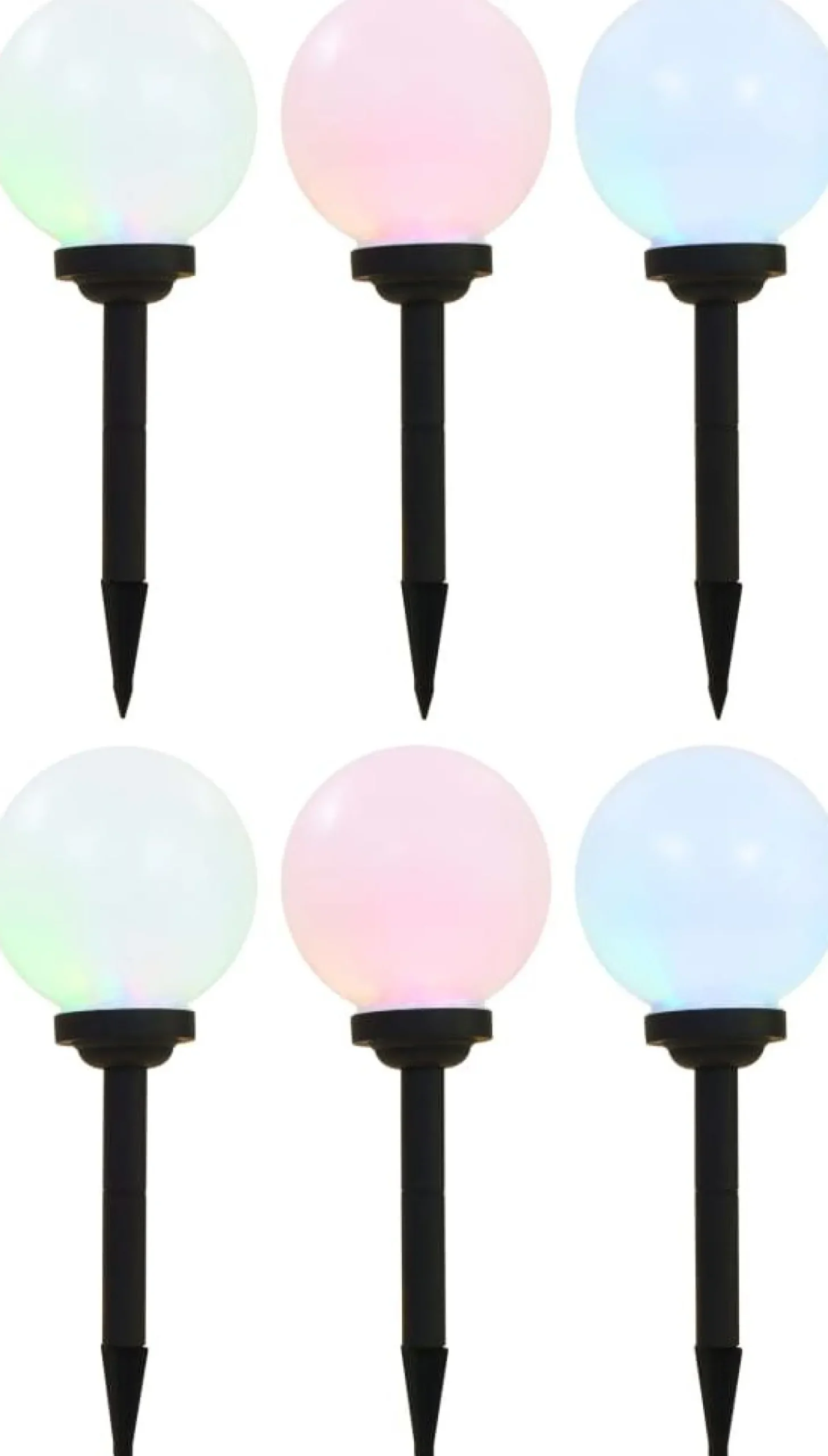 Led-aurinkokennovalaisin 6kpl väriä vaihtava pyöreä 20cm rgb