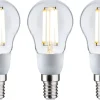 LED-filamenttilamppu Paulmann Eco-Line Drop, E14, 100mm, 525lm, 2.5W, 3000K, kirkas, 3kpl