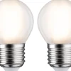 LED-filamenttilamppu Paulmann Drop, E27, 470lm, 5W, 2700K, matta, 2kpl
