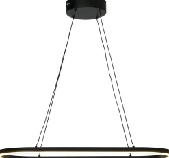 LED-kattovalaisin Aneta Lighting Oda, soikea, 75x30cm, musta