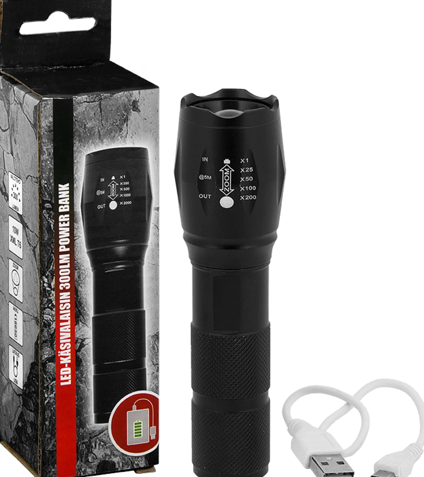 LED-käsivalaisin ProMaster Power Bank 300 lm ladattava