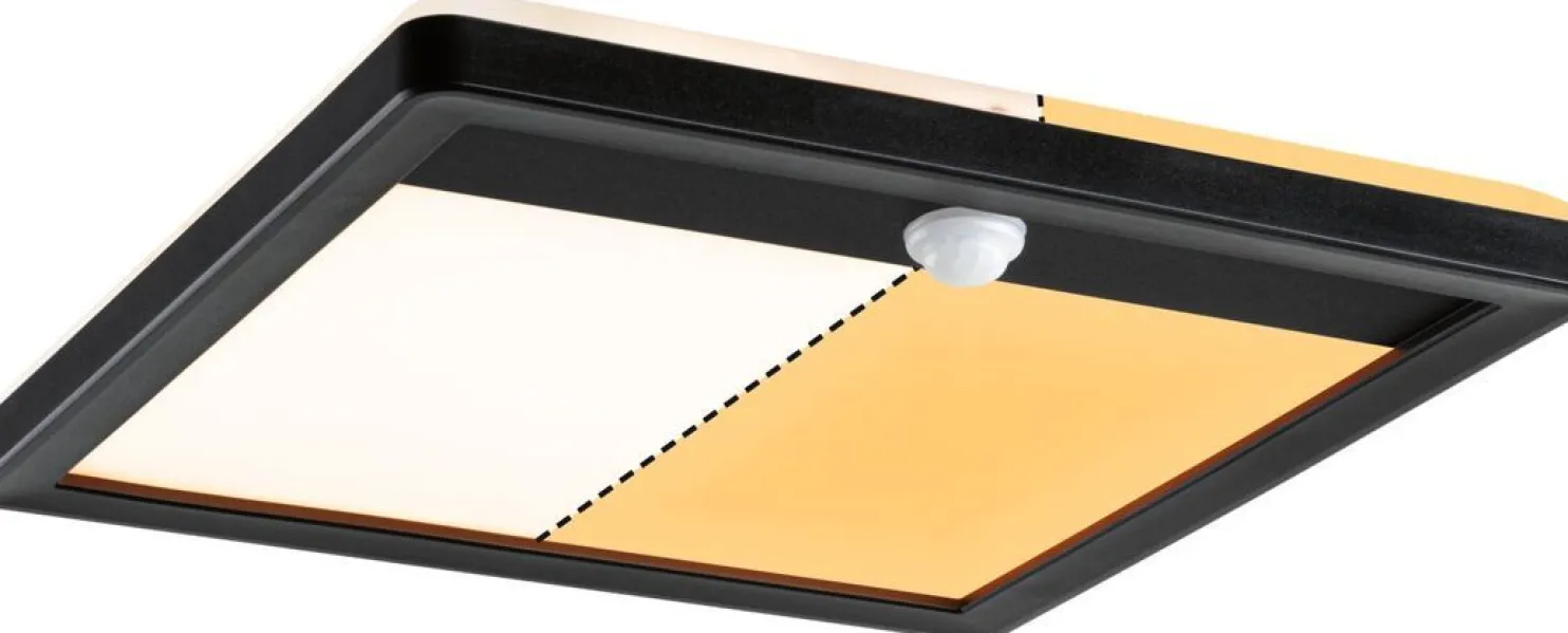 LED-paneeli ulkokäyttöön Paulmann Lamina, IP44, 25x25cm, liiketunnistin, hämärätunnistin, säädettävä värilämpötila, eri värejä
