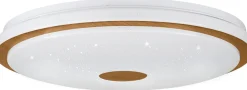 LED-Plafondi Eglo Lanciano 1 värivaihto + kaukosäädin valkoinen/puu eri kokoja