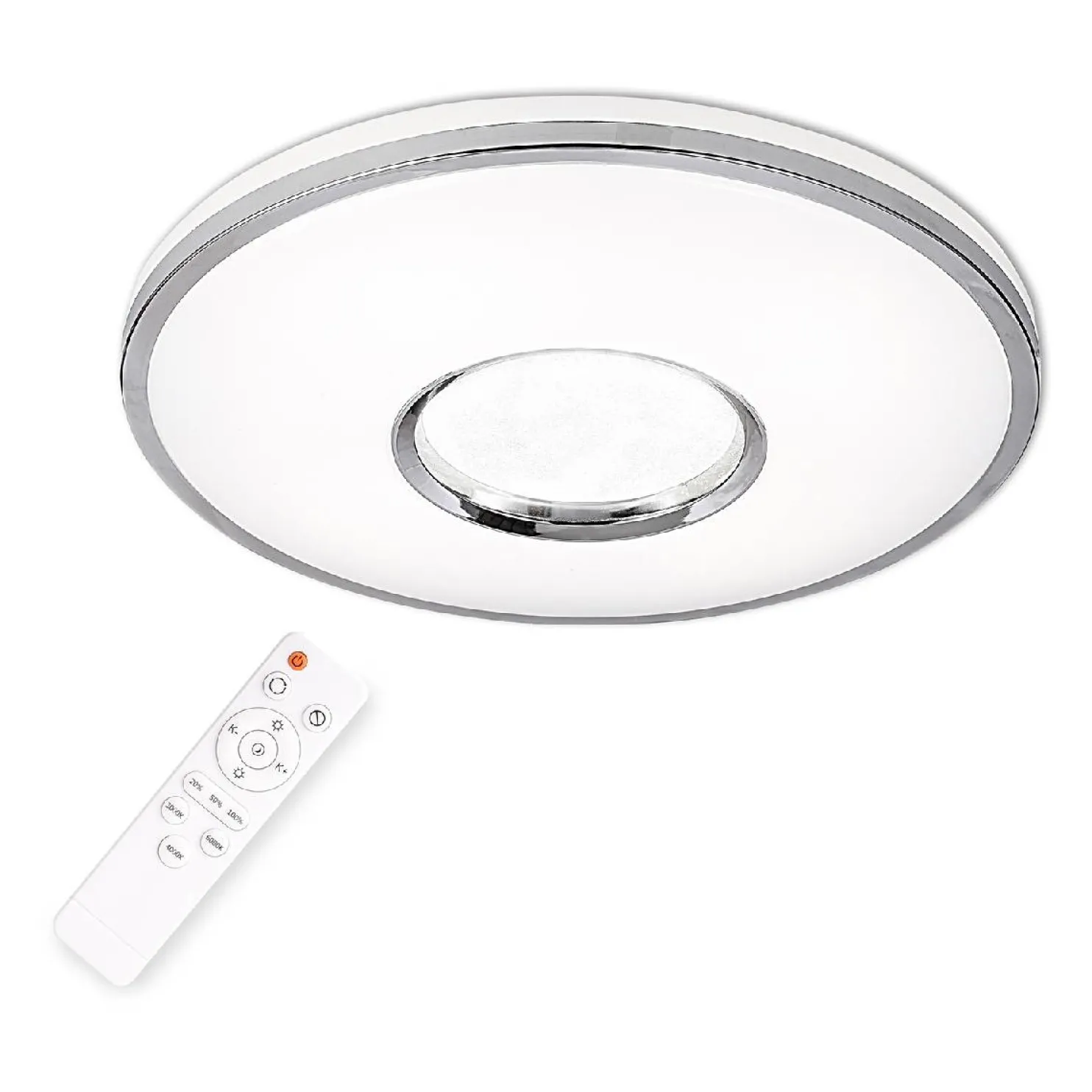 LED-plafondi Polux Leon Ø39cm 24W himmennettävä valkoinen